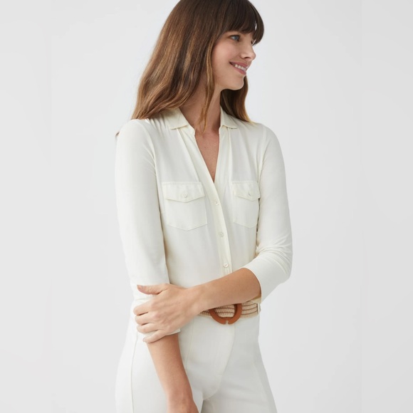 J.Mclaughlin Women’s Cream Brynn Lyford Jersey Shirt XS - Picture 2 of 10